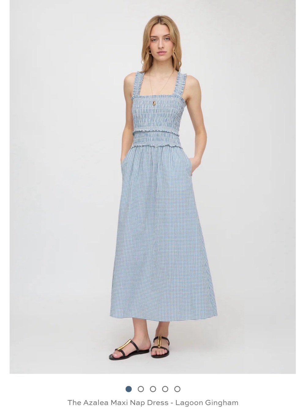 The Azalea Maxi Nap Dress in Lagoon Gingham